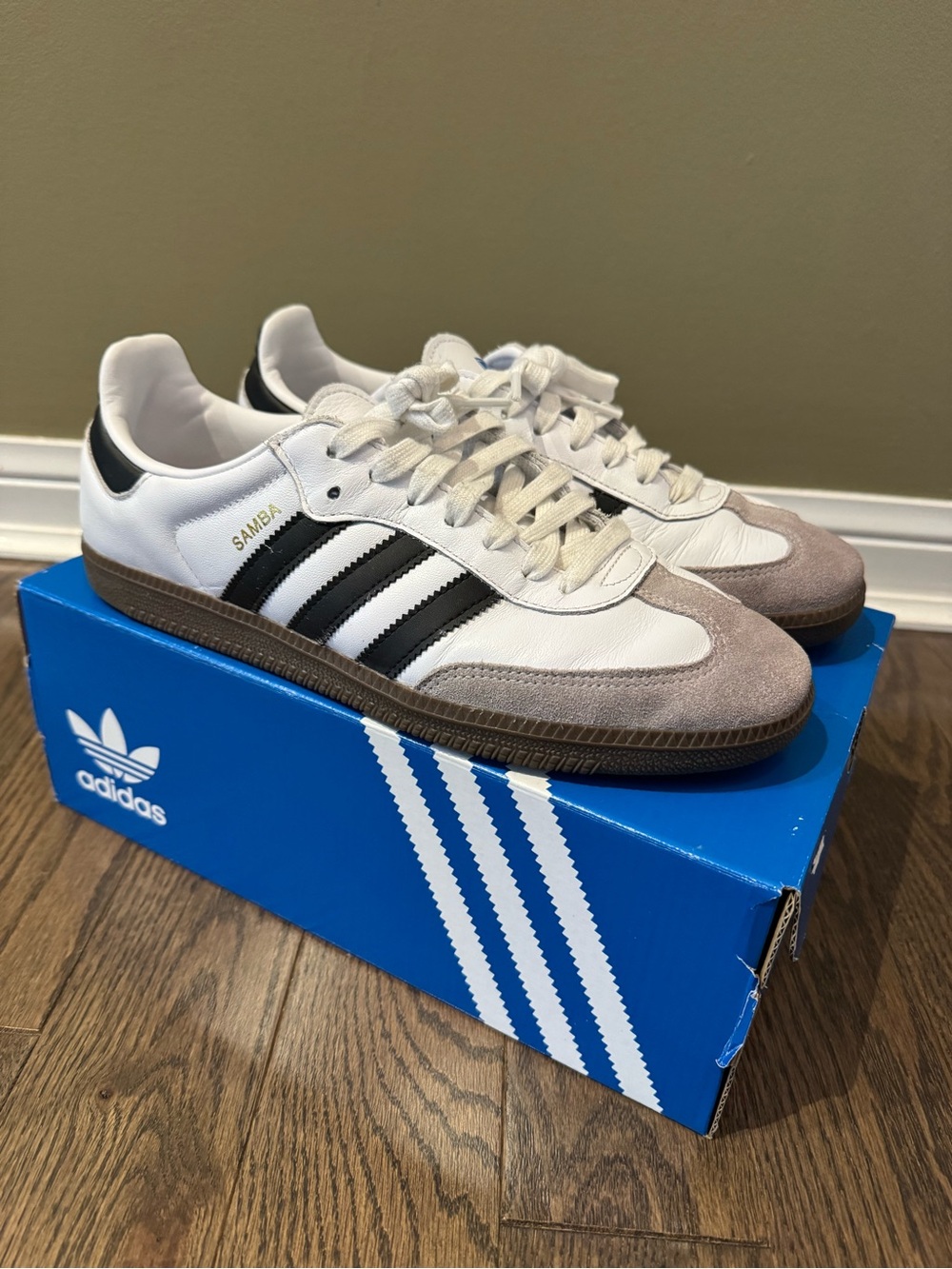 adidas Samba Retro Sneakers - White/Black/Taupe Suede
